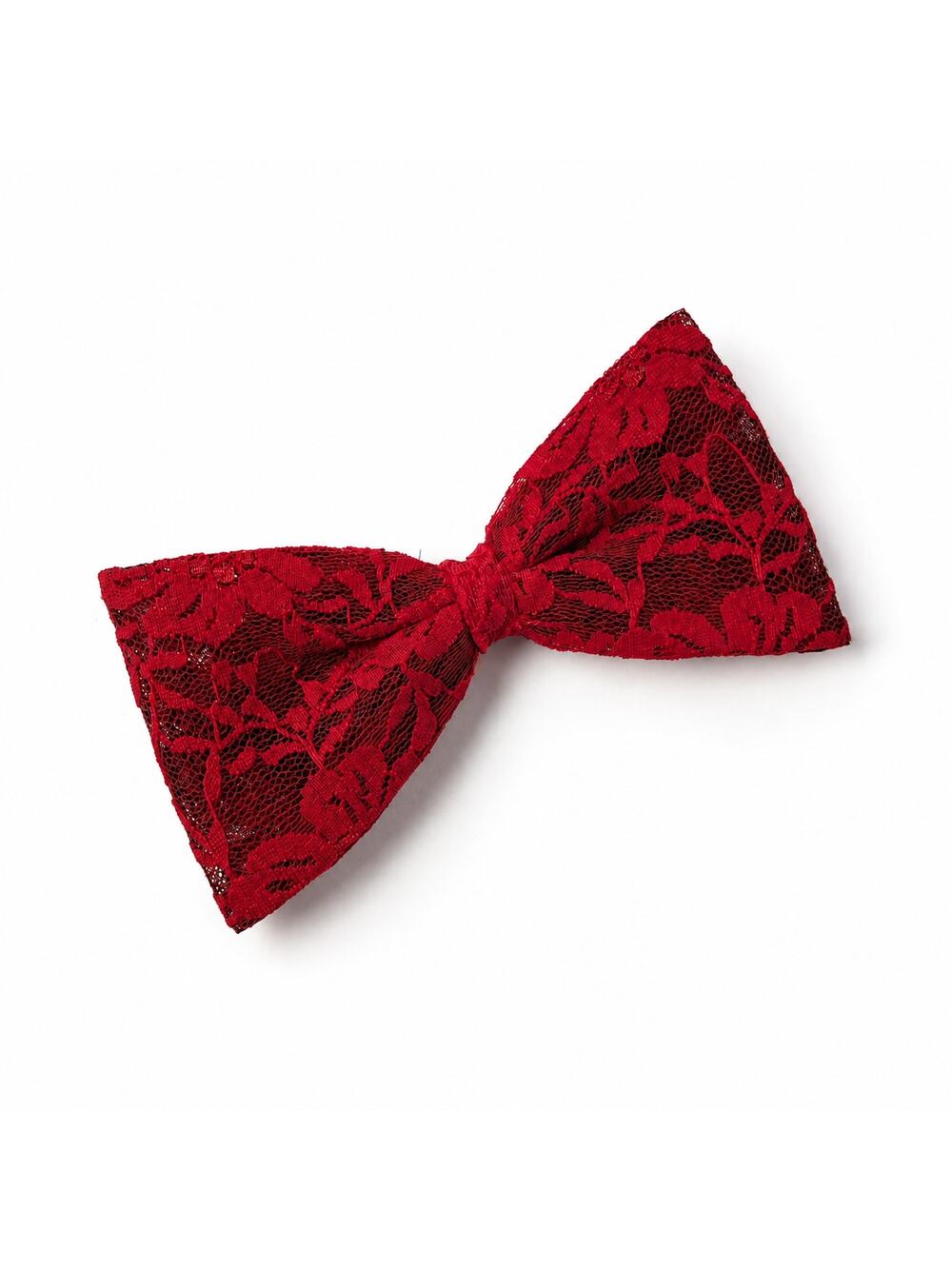 $1 With Any Purchase Red Floral Lace Hair Bow Clip - Great Bundle Item